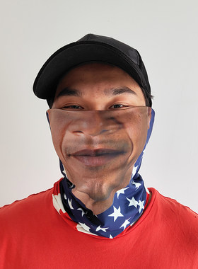 搞怪摩托车面罩人脸搞笑骑行魔术头巾男女冰丝户外防晒围脖套飞巾