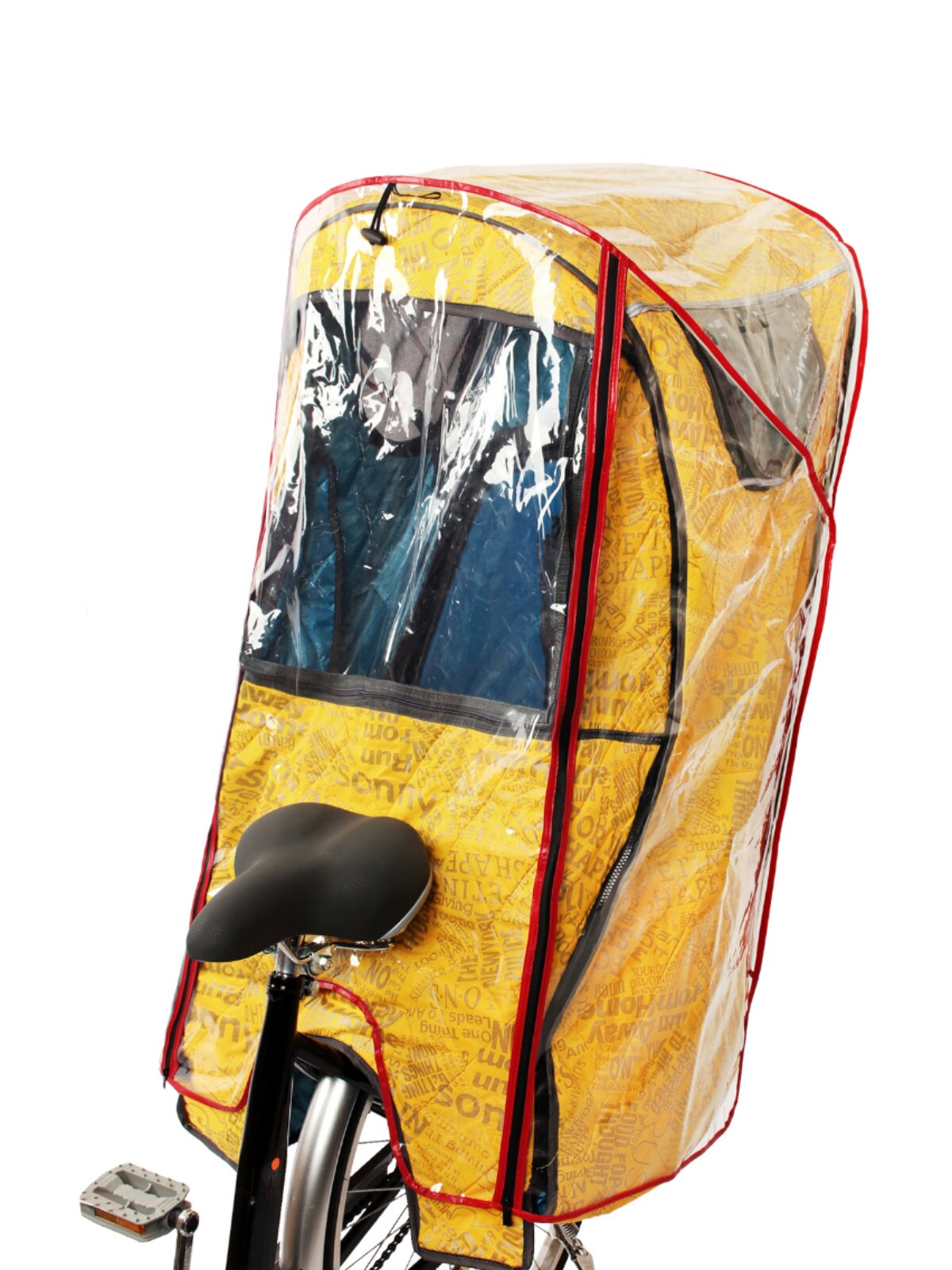 电动车自行车儿童宝宝座椅雨棚罩加长防雨罩透明带拉链保护罩