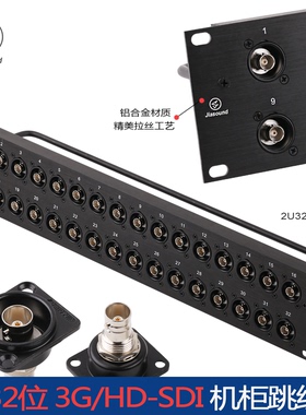 Jiasound2U16/24/32路高清HD-SDI/3G-SDI BNC 视频机柜跳线架面板