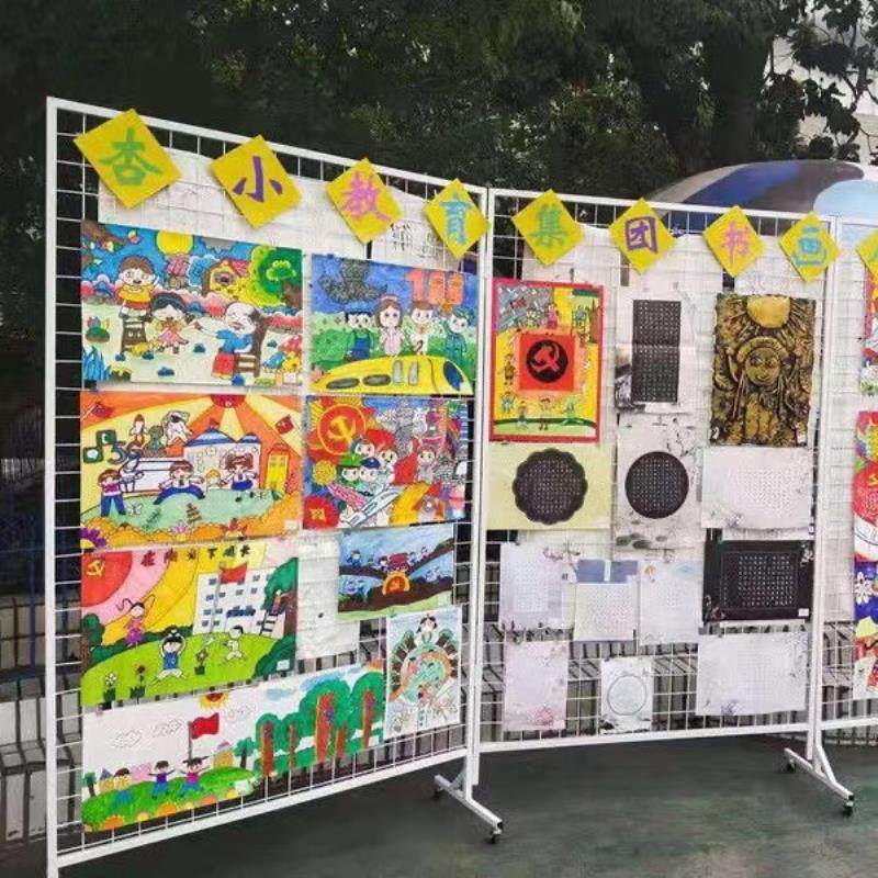 移动作品隔断美术屏风画展展示架挂货落地摄影展览挂钩置物架网格