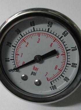 轴向耐震压力表 背接式 yn-40z 0~7bar 0-100psi 直径40mm 47mm