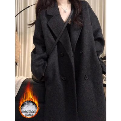 双面绒毛呢大衣女中长款