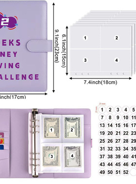 A5 PU 52weeks challenge book for save money budget binder