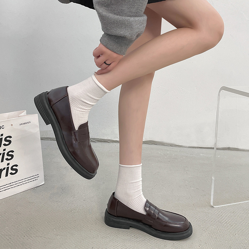 一脚蹬圆头小皮鞋2024冬