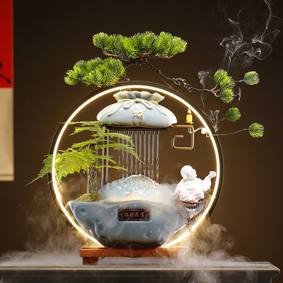 招财流水摆件循环水创意客厅家居生财办公室桌面装饰乔迁开业礼品
