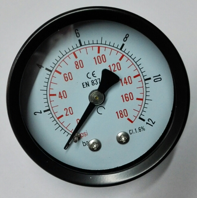 轴向压力表 Y-50Z 0-12bar 0-180psi 双刻度英文压力表Y50Z 50MM