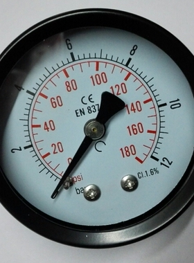 轴向压力表 Y-50Z 0-12bar 0-180psi 双刻度英文压力表Y50Z 50MM