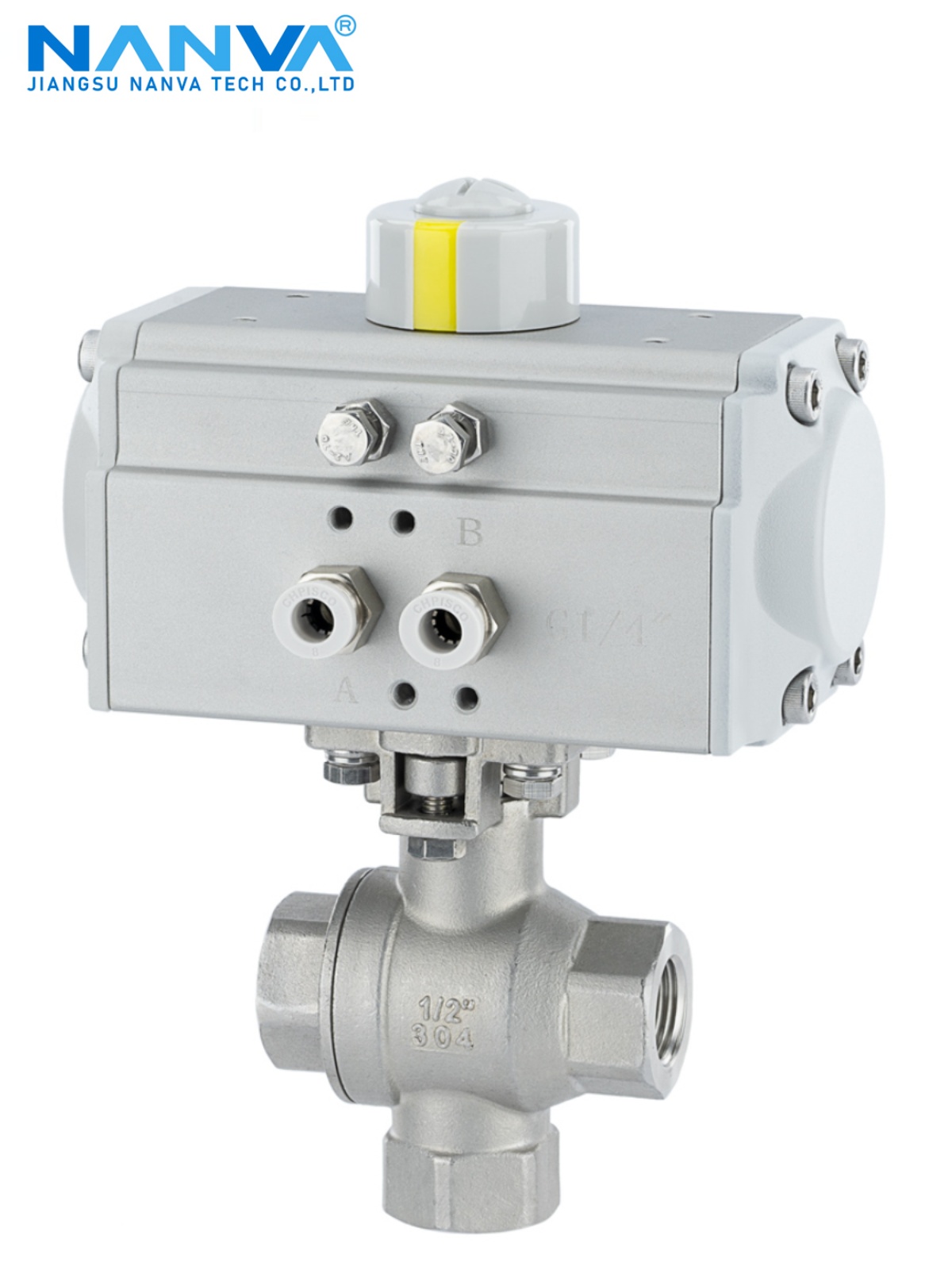 气动不锈钢立式三通丝口