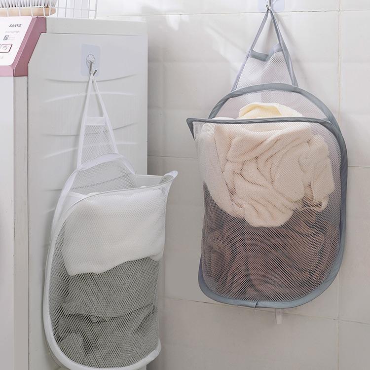 浴室壁挂脏衣袋可折叠干净内衣收纳篮宿舍脏衣服脏衣篓家用高颜值图片