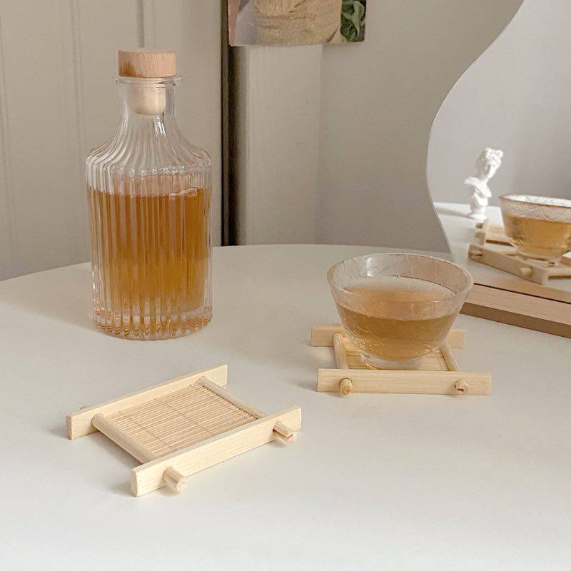 创意竹木编织托盘餐厅糕点摆盘摆台家用茶点盘木托杯垫拍照道具