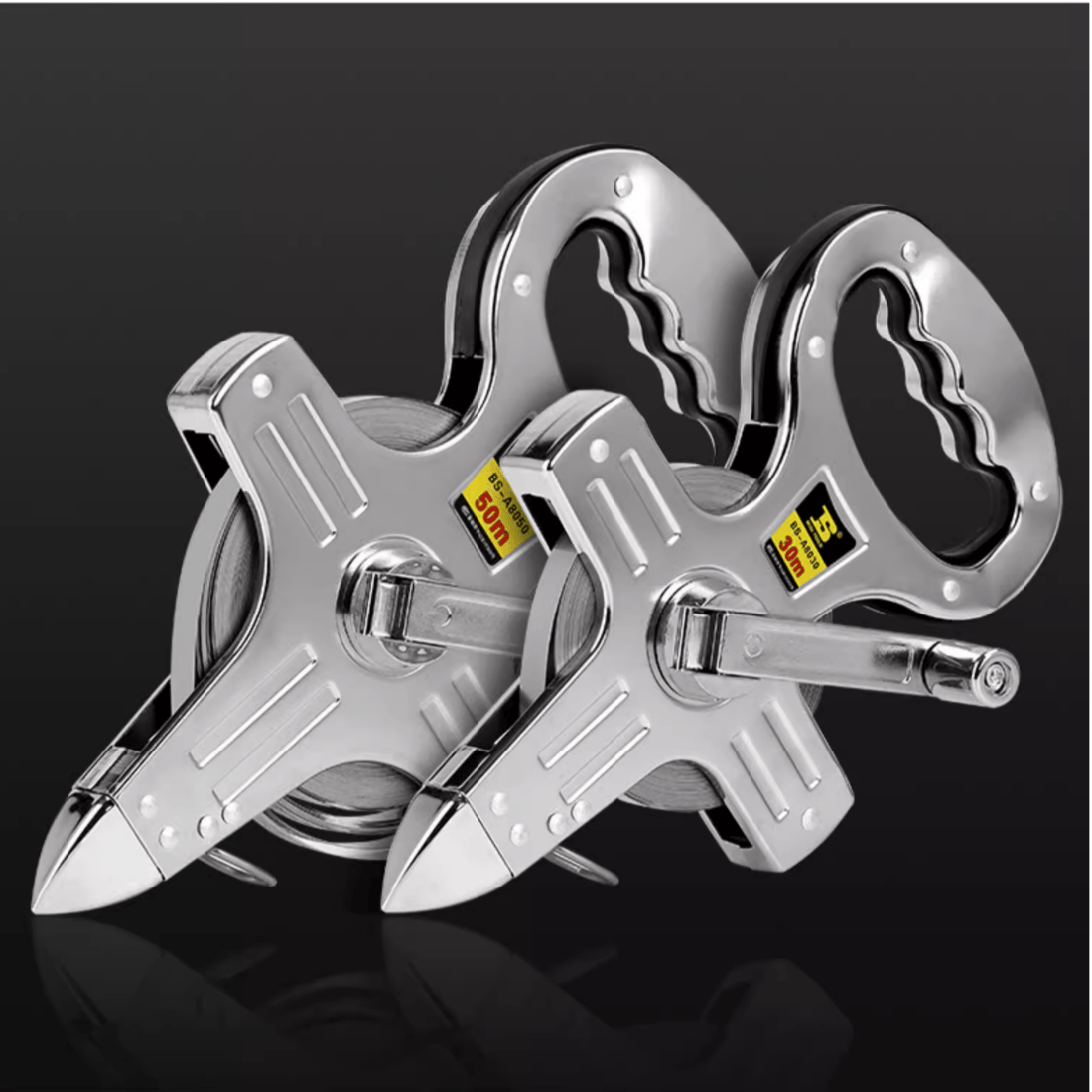 卷尺50米手提式防水全钢架尺子软尺米尺100米建筑工程测量尺耐磨