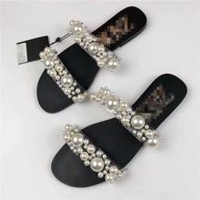 2021夏季珍珠镶饰透明凉拖鞋女Flat Sandals Slippers For Ladies