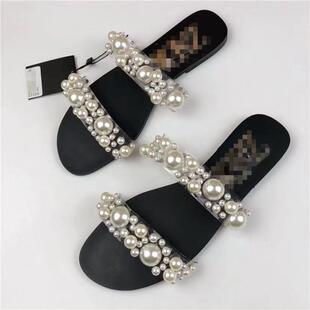 2021夏季珍珠镶饰透明凉拖鞋女Flat Sandals Slippers For Ladies