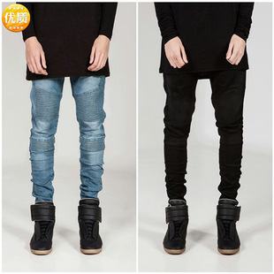 Skinny biker Fit Male Trousers Slim Casual Pants Men Jeans