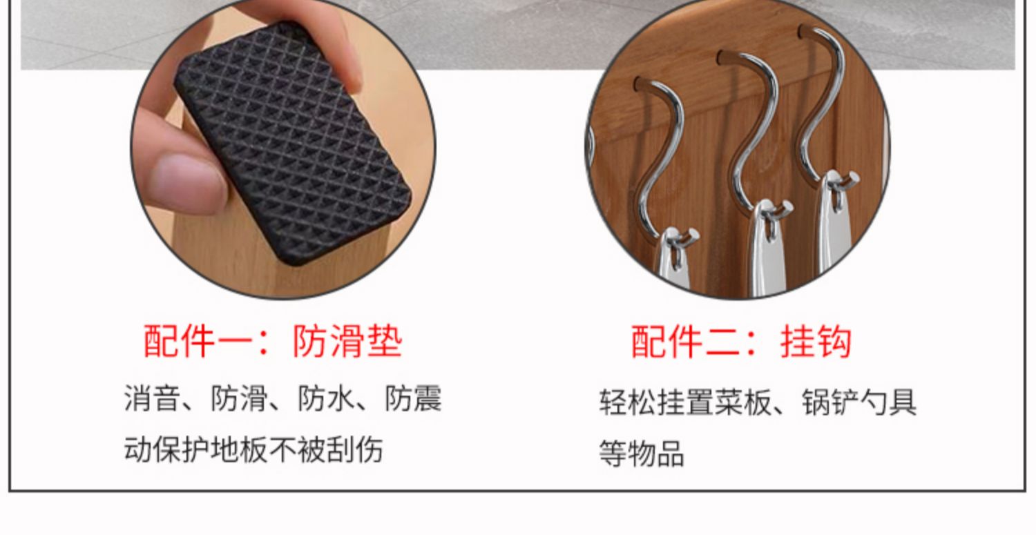 厨房多功能置物柜多层落地储物收纳柜实木带抽屉碗筷微波炉置物架