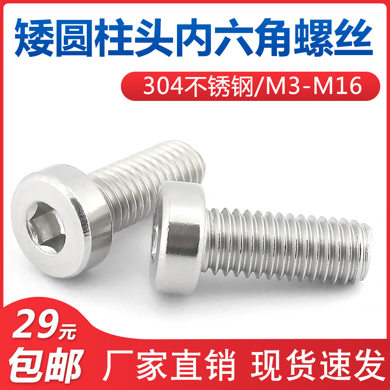 不锈钢薄头圆柱内六角螺