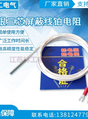 铂热电阻3*30MM 薄片镀银屏蔽线pt100 A级热电阻温度传感器铂电阻