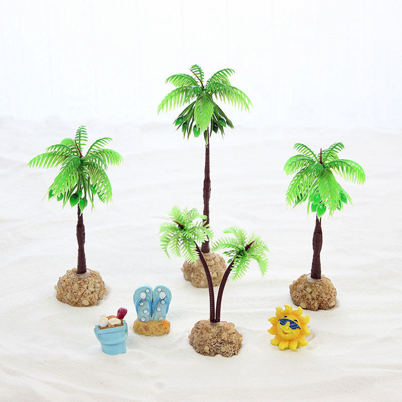 奇艺仿真椰树装饰品鱼缸造景摆件椰子树绿色水草仿真植物造景套餐