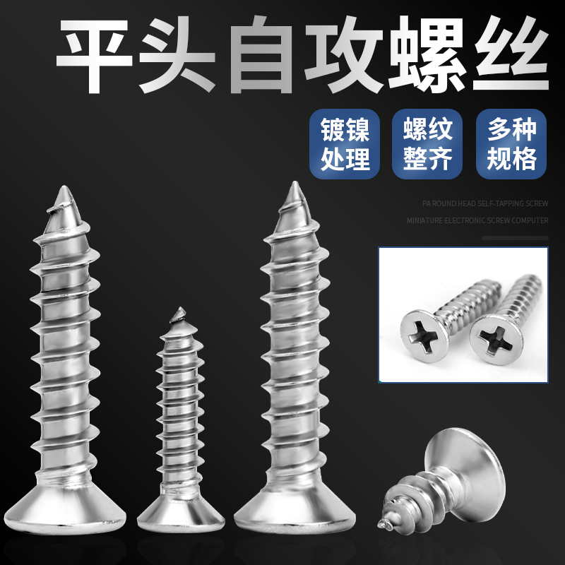 不锈钢自攻螺丝平头钉十