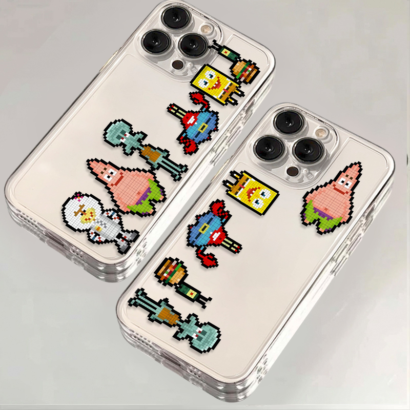 卡通海绵宝宝适用一加ace3手机壳12PRO透明9RT像素风ACE2竞速版11/10PRO可爱1+9r全包新款2V硅胶8t保护软套