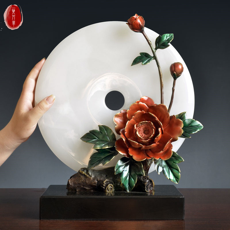 平安扣摆件玄关花饰品开