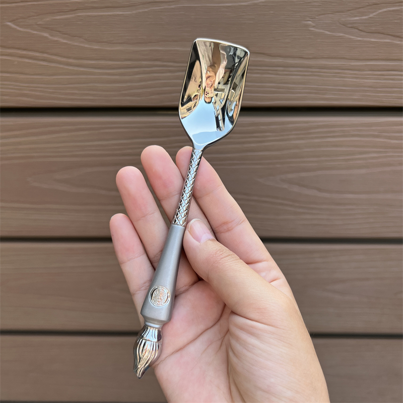 【狮王系列】18-10不锈钢甜品勺子饭勺高颜值平头酸奶方头勺汤匙