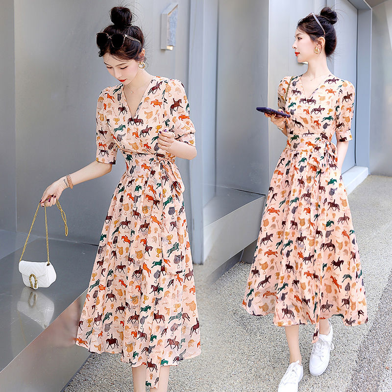 碎花收腰连衣裙新款法式