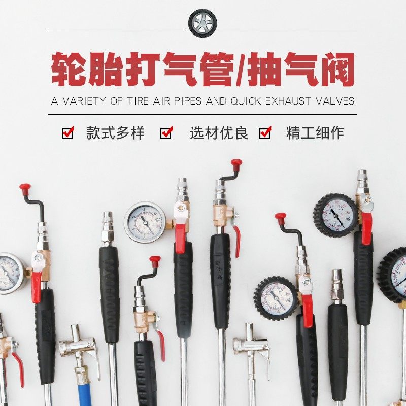 双头加气嘴货车汽车轮胎快充工具打气杆放抽气阀加气咀管胎压表图片