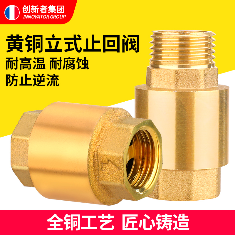 全铜加厚内外丝止回阀4分6分1寸水管水表弹簧单向阀立式止逆阀