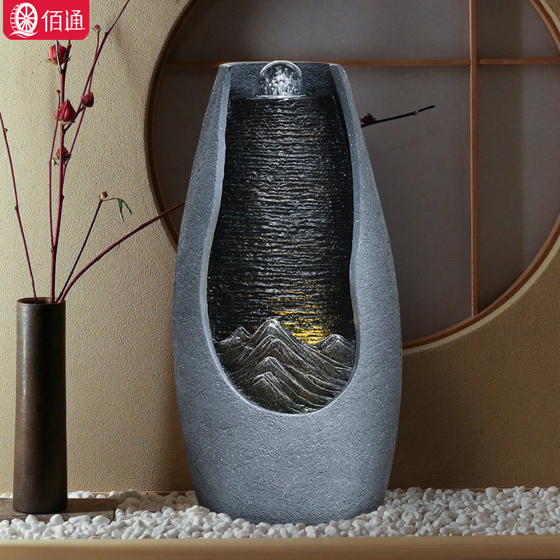 现代轻奢客厅流水摆件循