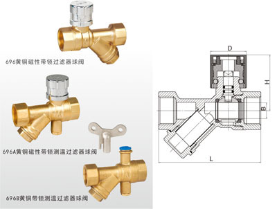 正品埃美柯696B带锁测温过滤器型球阀锁闭水管阀门DN202532专卖店