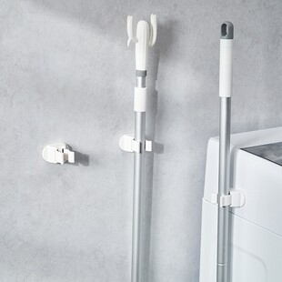 KM扫把架拖把棍架粘贴式挂夹 贴壁衣叉挂夹鱼杆挂钩直杆棍柄挂架