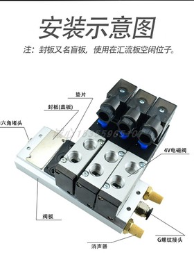 气动气缸电磁控制阀组合连动4V210-08/DAC220/24V-21234567890位