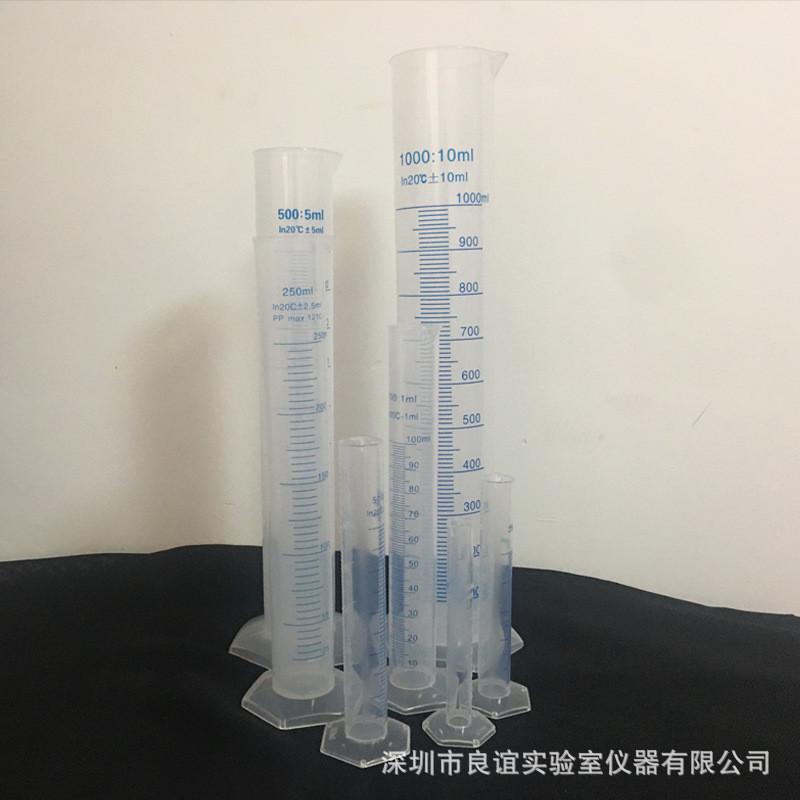 塑料量筒10/25/50/100/250/500/1000/2000ml带刻度实验化验量杯