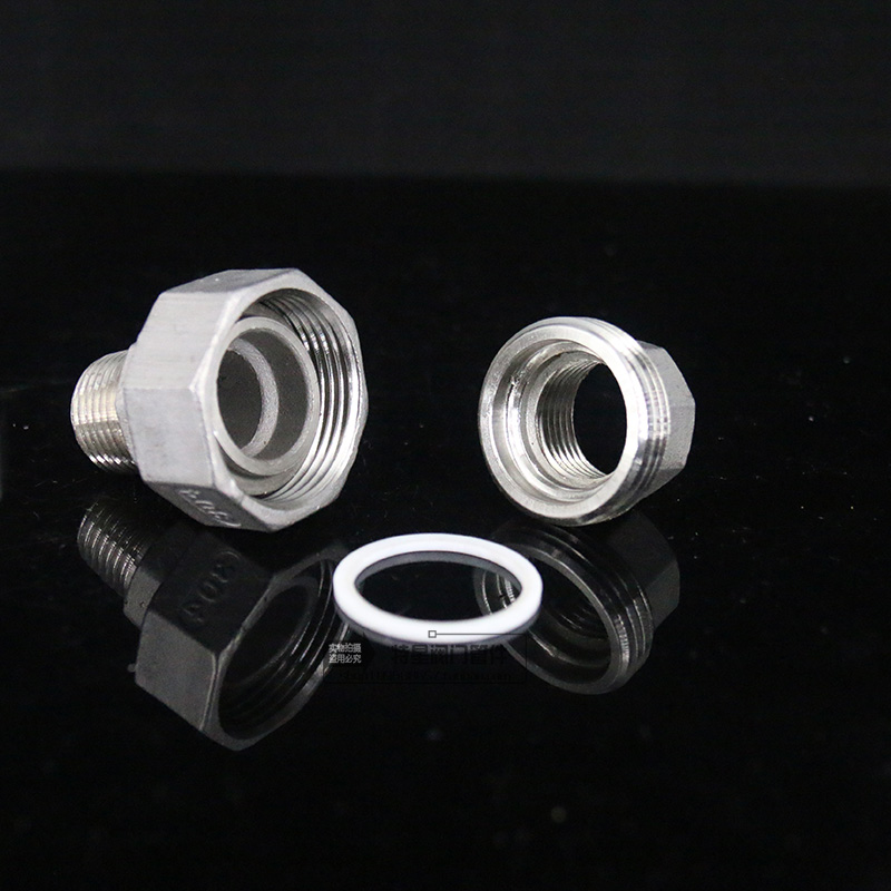 304不锈钢内外丝活接 平面活接头活结 内外牙油任油拧 耐高温4分