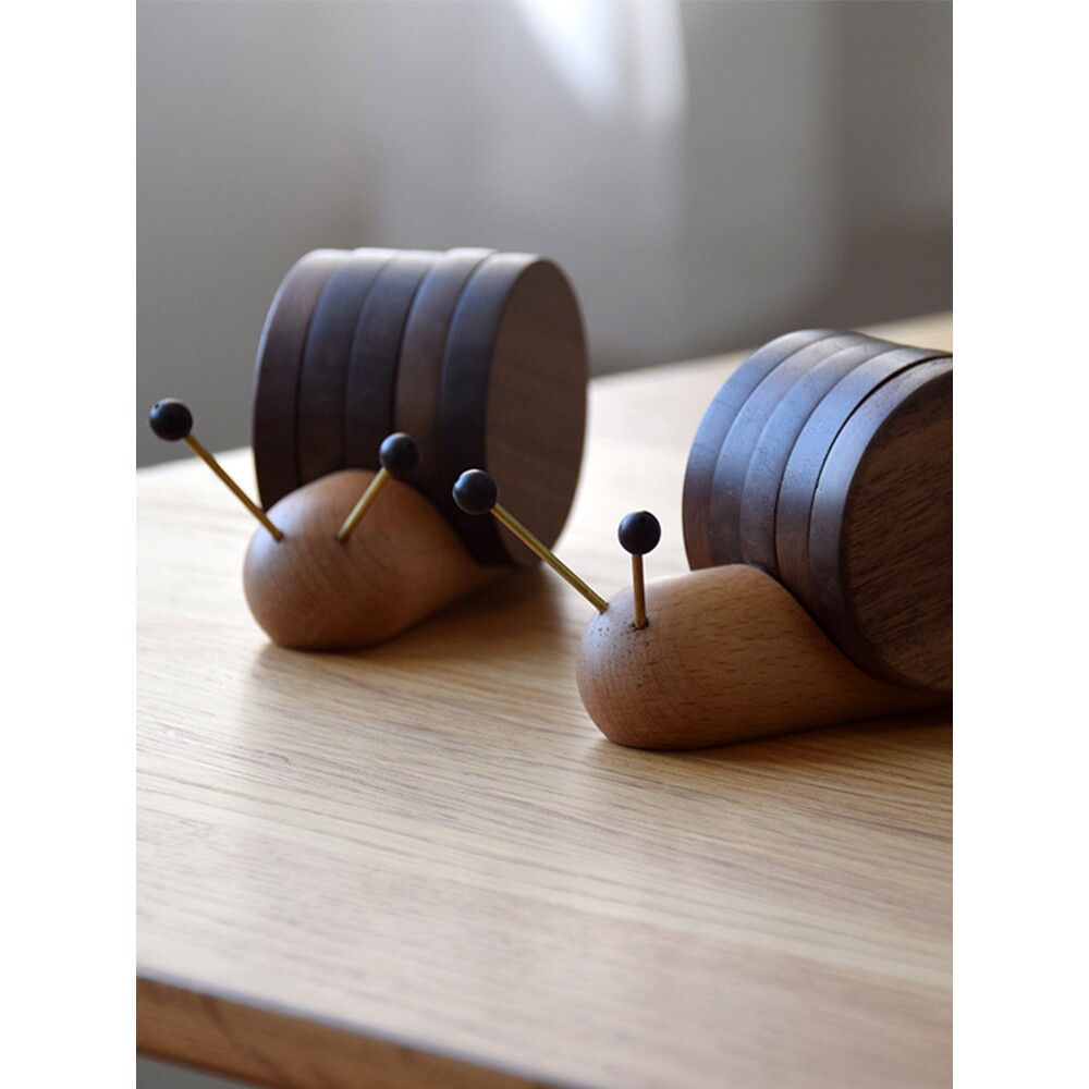 德国优选黑胡桃木创意蜗牛茶桌杯垫茶道实木隔热垫木茶垫礼物