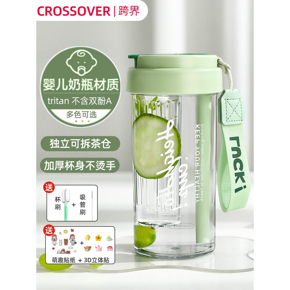 咖啡水杯女生高颜值便携夏天塑料吸管茶杯tritan夏季新款2024杯子