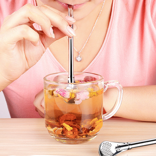 304不锈钢防滑吸管勺 饮料吸管过滤勺子 花茶残渣过滤器 两用吸管