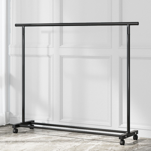 挂衣服的杆子晾衣架一根杆落地稳固卧室衣架不占空间移动衣杆带轮