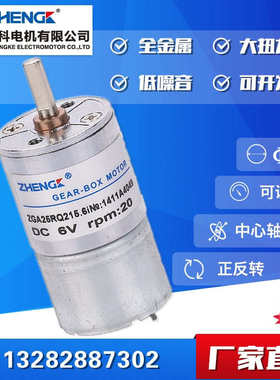 ZHENGK正科 ZGA25RQ 微型电机直流减速电机中心轴 12V 6V可正反