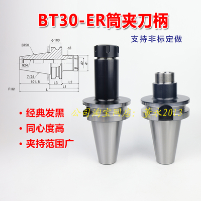 BT30-ER11/16/20/25/32/40-60/70/150/200LER弹性筒夹数控铣刀柄