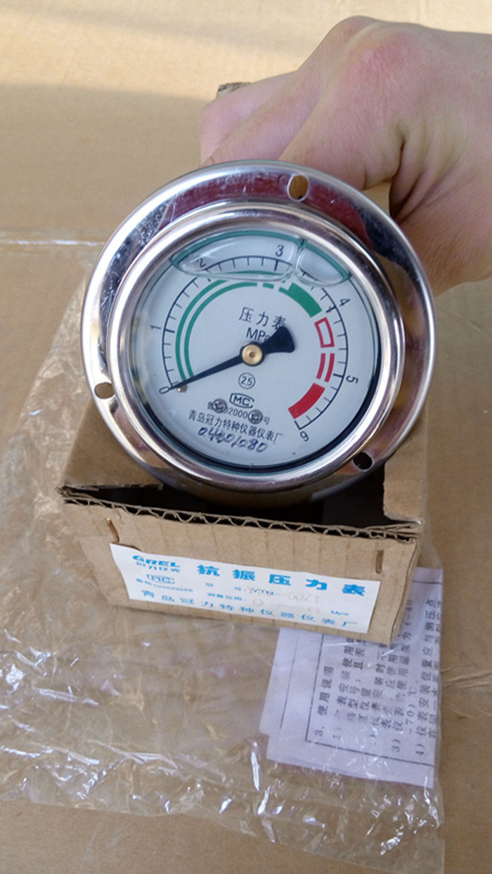 青岛冠力仪表YTN60ZT轴向耐震压力表油压表0.6,1,1.6,2.5等MPA