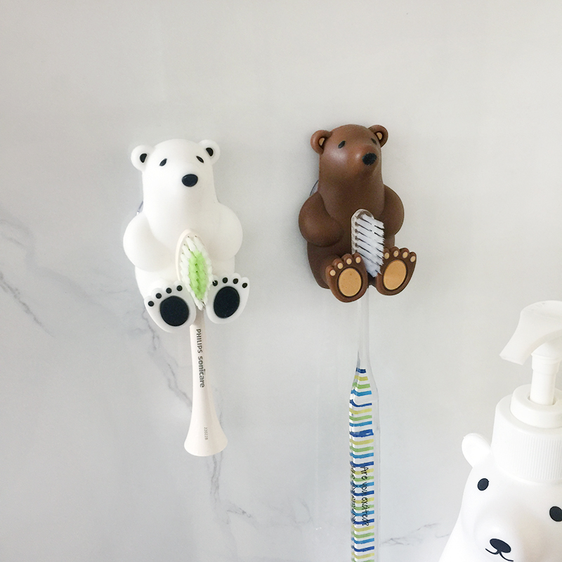 HASE可爱牙刷架墙面免打孔卫生间吸盘牙刷挂架浴室免钉牙具置物架