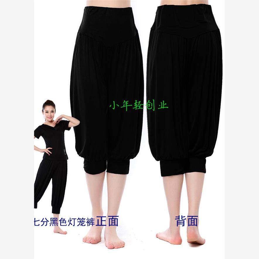 广场舞服装新款春夏裤跳舞蹈七分灯笼裤舞裤拉丁舞成人女士莫代尔
