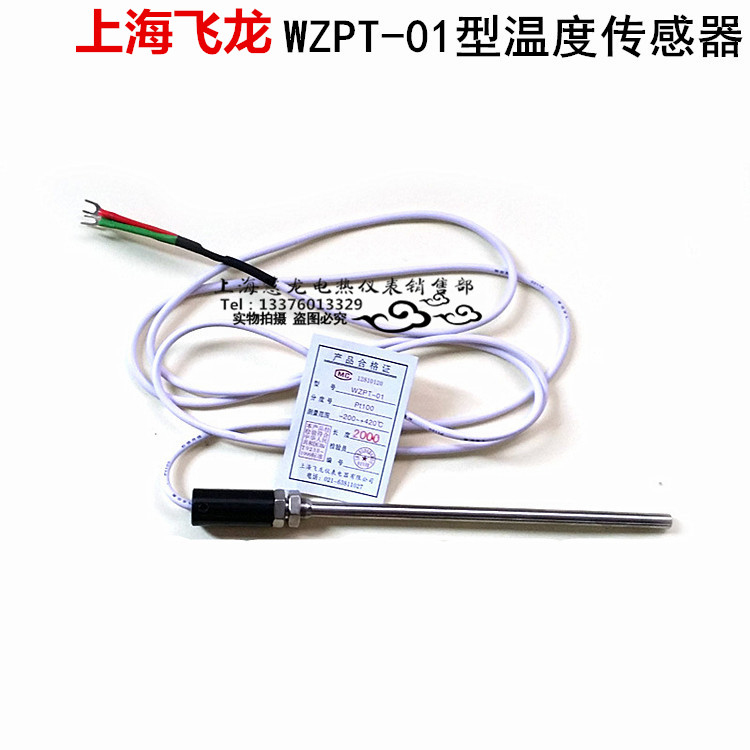 上海飞龙WZPT-01温度传感器pt100/CU50传感器防水防锈感温热电偶