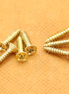 KA金色自攻螺丝钉镀铜沉头十字平头黄色木螺钉M2M2.3M2.6M3M3.5M4