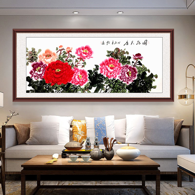 牡丹花开富贵墙贴纸贴画自粘装饰画卧室客厅沙发电视背景防水壁纸图片