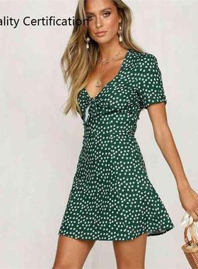 Evening Party Short Mini Sundress Green Red Yellow