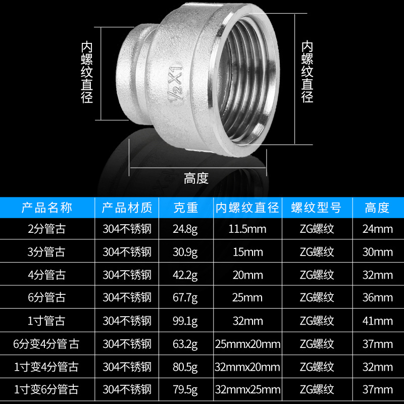 不锈钢内丝直接分加厚管