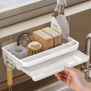 厨房置物架抹布沥水架水槽水龙头水池挂壁式多功能免打孔收纳架子